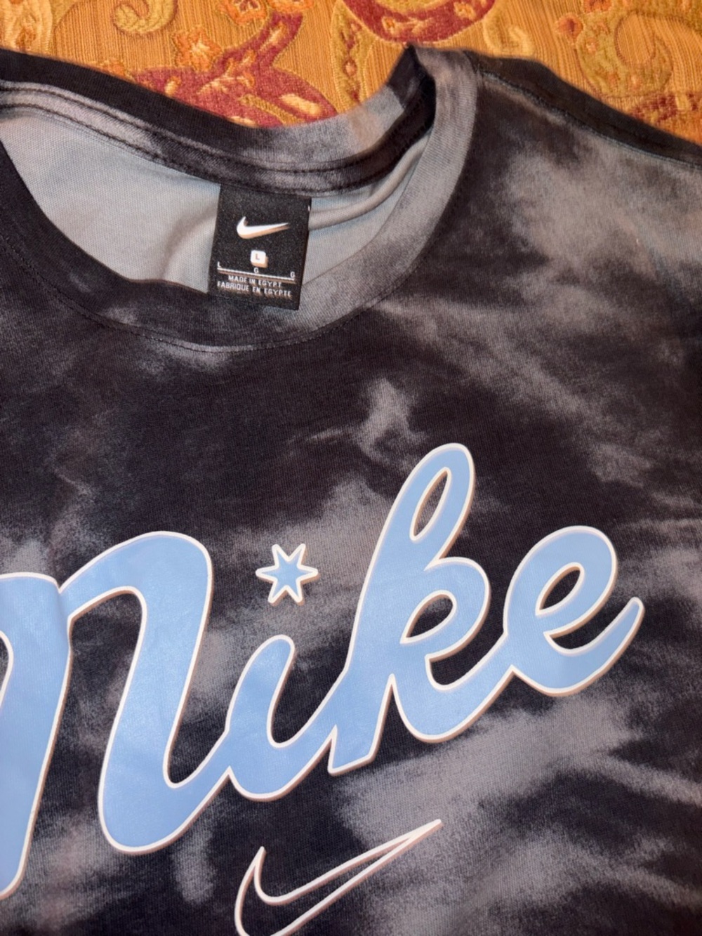 Nike Black and Light Blue Tie-Dye Logo Tee - Picture 3 of 3